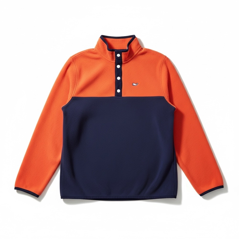 Vineyard Vines Boys Harbor Fleece Quarter Snap Colorblock Classic Preppy